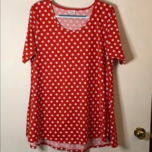 Red and white polka dot LuLaRoe Perfect T - XL